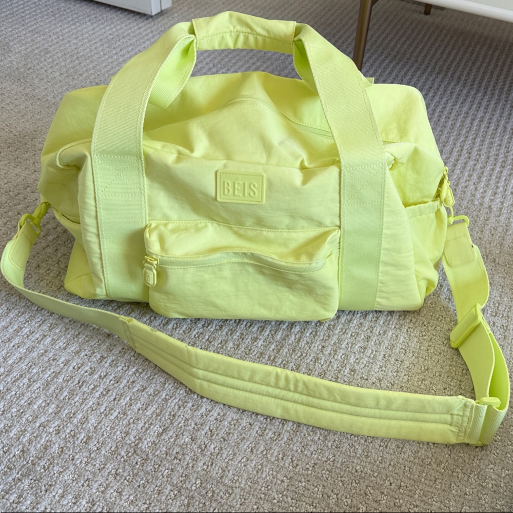 BEIS Neon Yellow Weekender Duffel Bag - Picture 2 of 2